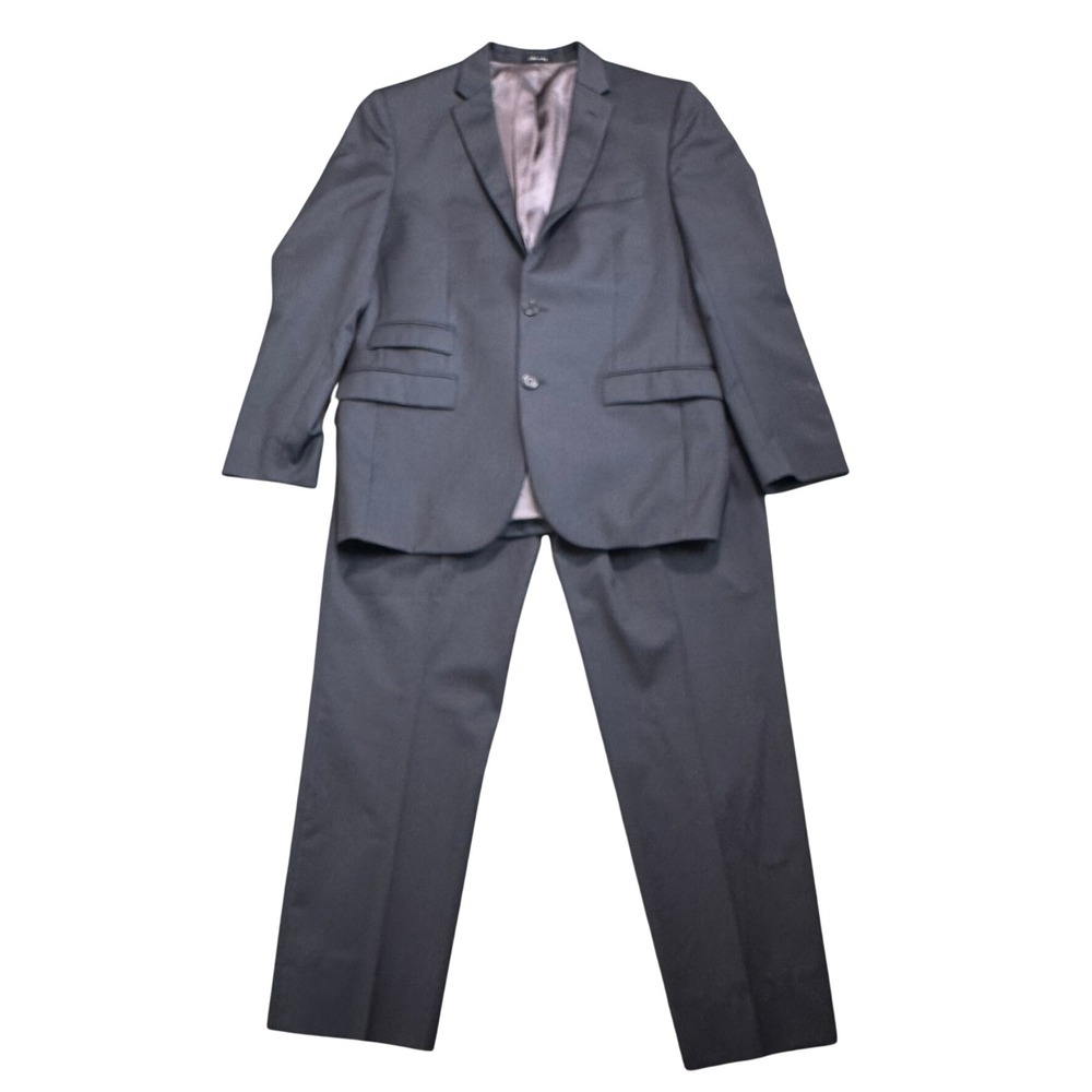 EGARA ZIGNONE Men's 42R W34 Charcoal Gray Italian Wool Slim Fit 2 Piece Suit
